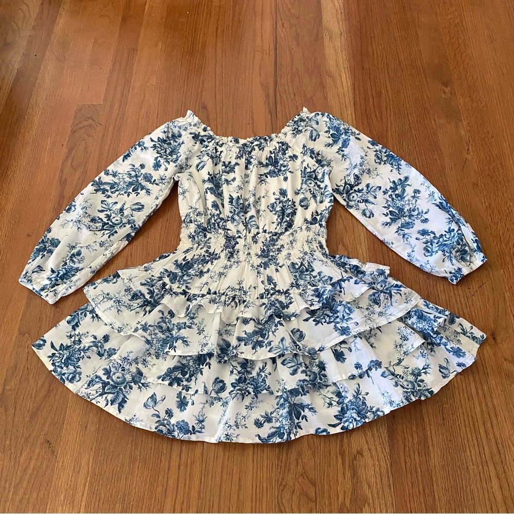 Gap x LoveShackfancy Blue Floral Ruffle Tiered Casual Dress for Kids